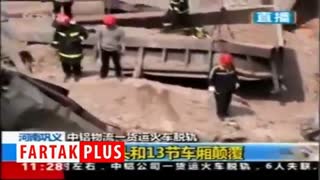 خروج مرگبار قطار از ریل در چین