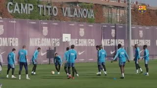 آخرین تمرین بارسلونا پیش از دیدار با هوئسکا