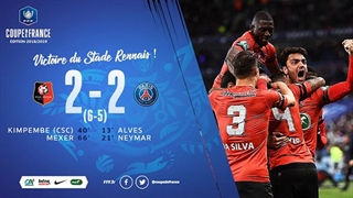 خلاصه دیدار رن 2(6)_(5)2 پاری‌سن‌ژرمن ( فینال جام حذفی فرانسه )