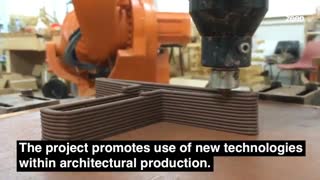 پرینتر سه بعدی و ساختاری حاصل از آجرهای قهوه‌ای پرینت سه بعدی شده