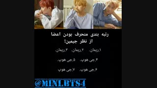 رتبه بندی منحرف بودن اعضا بی تی اس از نظر جیمین