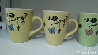 لیوان طرح پروانه و گل