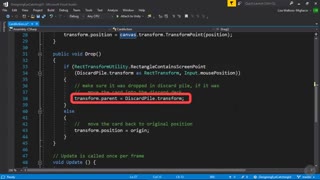 دوره ﻿Unity - اسکریپت و Event Triggers برای کارت کشیدن و رها کردن...