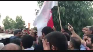 بدرقه پرشور دکتر احمدی نژاد پس از سخنرانی در مراسم جشن میلاد حضرت معصومه(س) جرمگیری