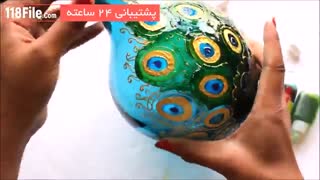 نقاشی روی بطری های شیشه ای