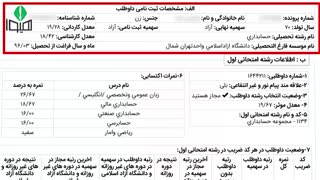 کارنامه اولیه کارشناسی ارشد