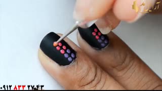 کلیپ دیزاین برجسته ناخن مدل نقطه ای + لاک مشکی