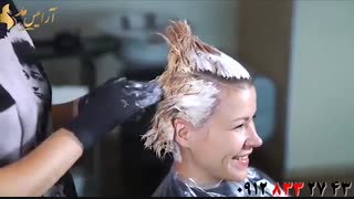 کلیپ آموزش رنگ کردن مو با دکلره + رنگ مو رزگلد