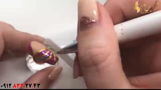 کلیپ طراحی هندی ناخن با اکلیل و نگین