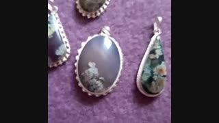 گردن آویز زیبای عقیق شجر با رکاب نقره دست ساز