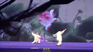 اجرای دو نفره و زیبای حرکات ترکیبی تای چی