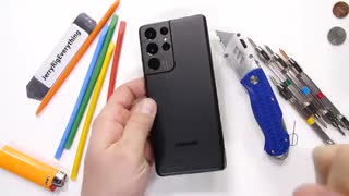 آزمایش مقاومت گوشی گلکسی اس 21 اولترا